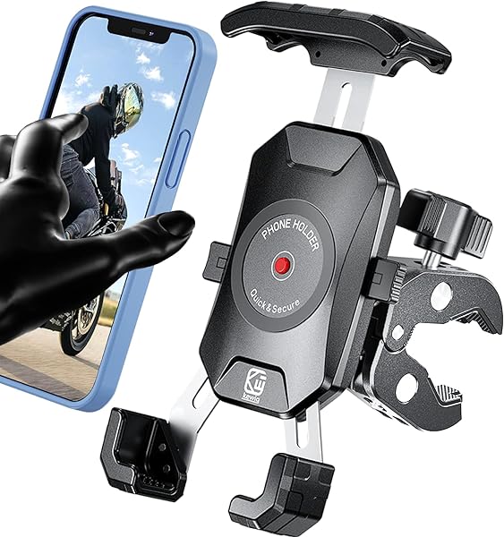 Kewig Motorcycle Phone Mount Quick Install Handlebar Clamp for iPhone 14 Plus Pro Max Galaxy S10 and More 4.0-7.0 Inch Phones
