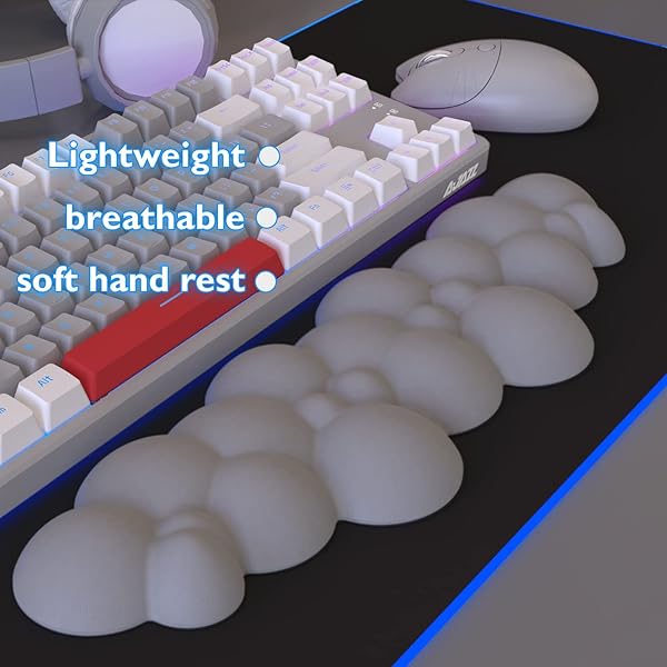 Keyboard Cloud Wrist Rest,PU High Density Memory Foam with Non-Slip Base for Typing Pain Relief,Ergonomic Keyboard Pad with Wrist Support for Home - Image 4