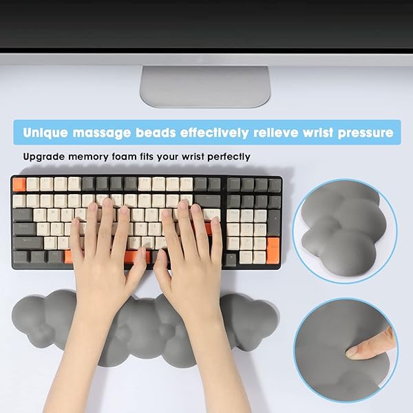 Keyboard Cloud Wrist Rest,PU High Density Memory Foam with Non-Slip Base for Typing Pain Relief,Ergonomic Keyboard Pad with Wrist Support for Home - Image 5