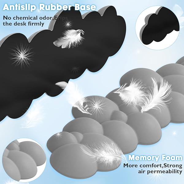 Keyboard Cloud Wrist Rest,PU High Density Memory Foam with Non-Slip Base for Typing Pain Relief,Ergonomic Keyboard Pad with Wrist Support for Home - Image 7