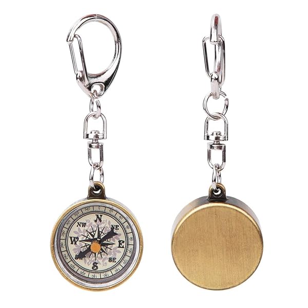 Vintage Keychain Compass Set - 2 Zinc Alloy Pocket Navigators for Camping & Hiking Adventures - Image 4