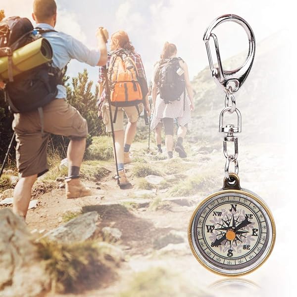 Vintage Keychain Compass Set - 2 Zinc Alloy Pocket Navigators for Camping & Hiking Adventures - Image 6