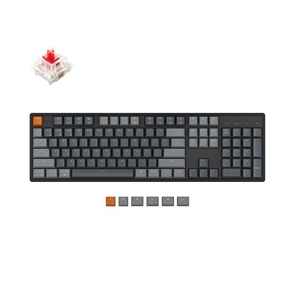 Keychron K10: Full-Size 104 Keys Bluetooth Mechanical Keyboard for Mac & Windows - Gateron Red Switch, RGB Backlight, Aluminum Frame