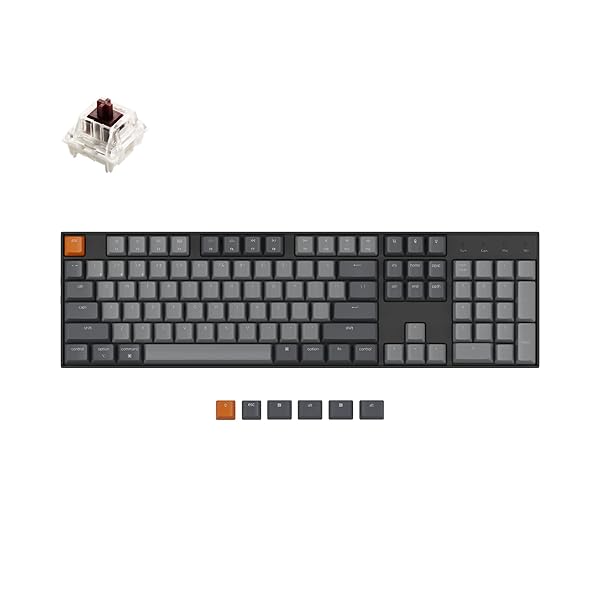 Keychron Keychron K10: Bluetooth/Wired Mechanical Gaming Keyboard for Mac & Windows - Gateron Brown Switch, RGB Backlight, 104 Keys
