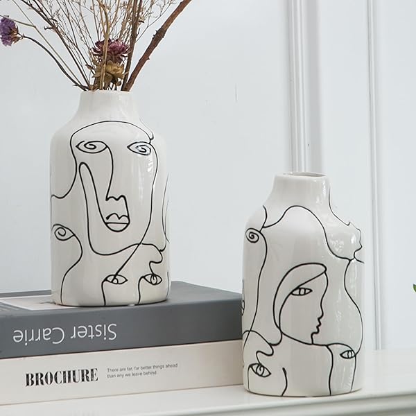Kimdio Ceramic Vase: Abstract Minimalist Flower Vase for Home Decor & Pampas Grass - Image 5