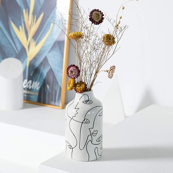 Kimdio Ceramic Vase: Abstract Minimalist Flower Vase for Home Decor & Pampas Grass - Image 6