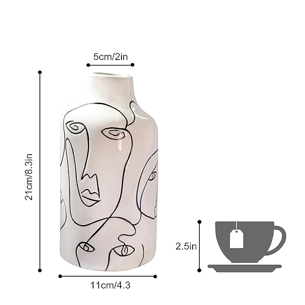 Kimdio Ceramic Vase: Abstract Minimalist Flower Vase for Home Decor & Pampas Grass - Image 8