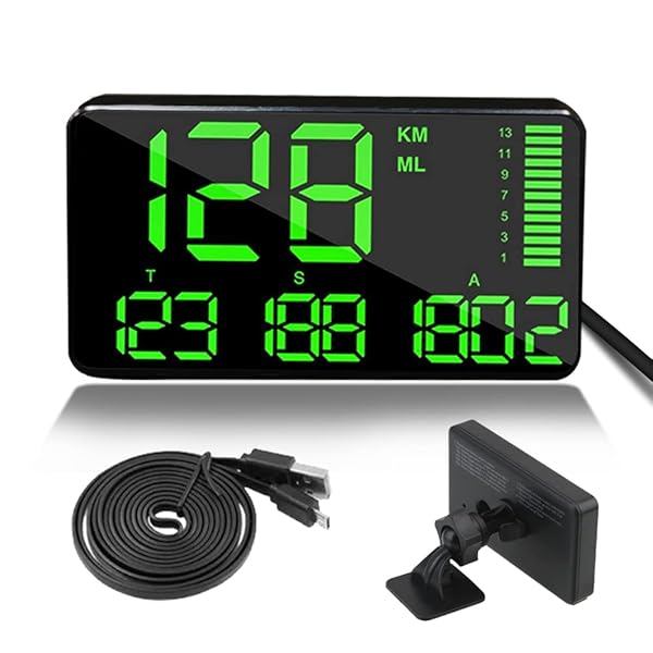 kingneed KingNeed Universal GPS Head-Up Display: Digital Speedometer & Odometer with Over Speed Alarm for All Vehicles (C60/C60S/C80/C90)