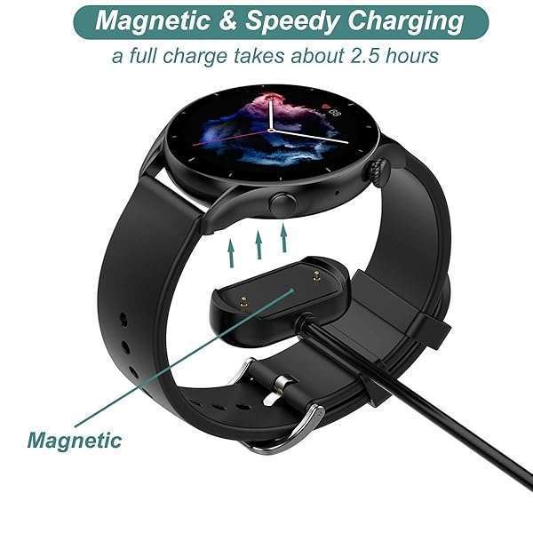 Buy Kissmart Magnetic Charger Cable for Amazfit GTS 3, GTR 3, GTR 3 Pro & T-Rex 2 - Fast Charging & Durable Cord - Image 3