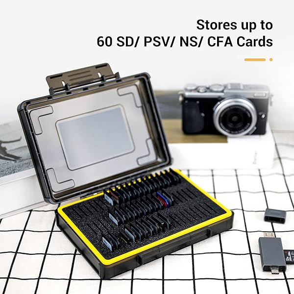 Kiwifotos 60-Slot SD Card Case: Water-Resistant, Anti-Shock Organizer for SD/SDHC/SDXC & CFexpress Type A Cards - Image 4