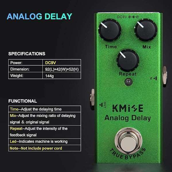 Kmise Analog Delay Pedal: Mini Electric Guitar Effects, True Bypass, DC 9V - Enhance Your Sound! - Image 7