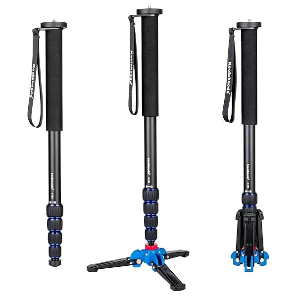 Koolehaoda 65-Inch Professional Aluminium Monopod with Folding Feet Support - K-288+A1 for Stable Photography