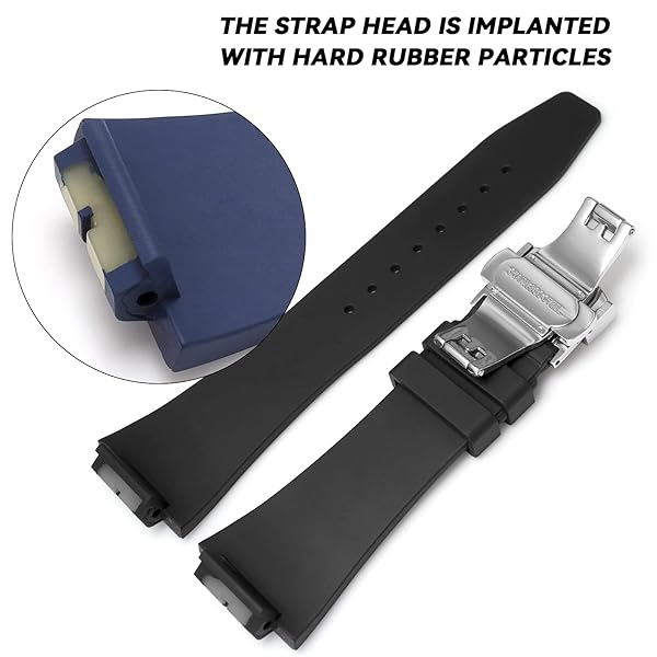 Korlexchi Quick-release Strap Replacement Fluororubber Watch Band Compatible With GM5600 GM-5600B Watchband Accessories (Black strap + Silver Buckle) - Image 4