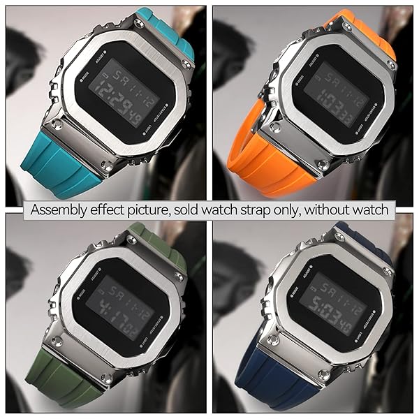 Korlexchi Quick-release Strap Replacement Fluororubber Watch Band Compatible With GM5600 GM-5600B Watchband Accessories (Black strap + Silver Buckle) - Image 8