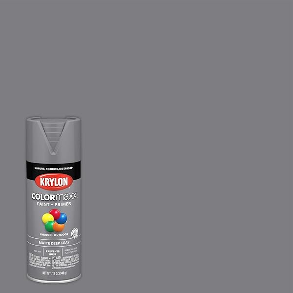 Krylon COLORmaxx Spray Paint & Primer - Matte Deep Gray 12oz for Indoor/Outdoor Use - Image 4
