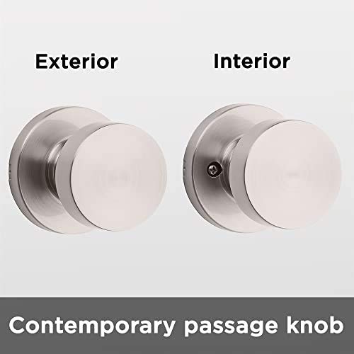 Kwikset Pismo Satin Nickel Passage Door Knob - Non-Locking Handle with Microban for Closets & Hallways - Image 8