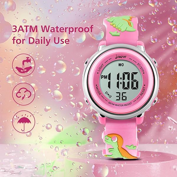 L LAVAREDO Kids Waterproof Sports Watch for Girls Ages 3-12 Cute Cartoon Digital 7 Color Lights Wrist Watch - Image 4