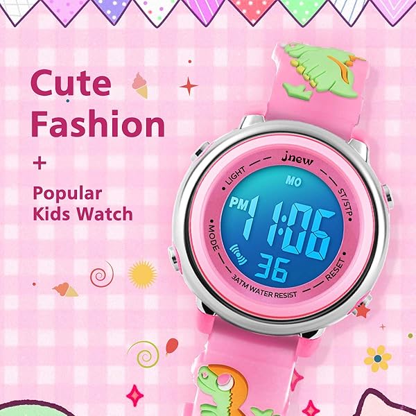 L LAVAREDO Kids Waterproof Sports Watch for Girls Ages 3-12 Cute Cartoon Digital 7 Color Lights Wrist Watch - Image 6