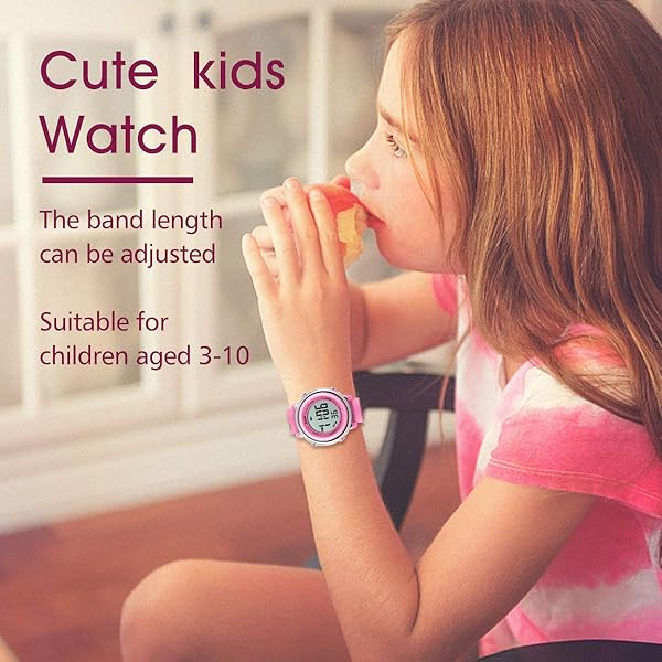 L LAVAREDO Kids Waterproof Sports Watch for Girls Ages 3-12 Cute Cartoon Digital 7 Color Lights Wrist Watch - Image 8