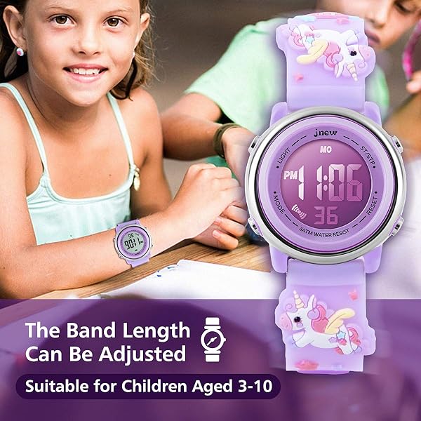 L LAVAREDO Kids Waterproof Sports Watch for Girls Ages 3-12 Cute Cartoon Digital 7 Color Lights Wrist Watch - Image 4