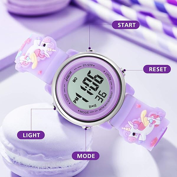 L LAVAREDO Kids Waterproof Sports Watch for Girls Ages 3-12 Cute Cartoon Digital 7 Color Lights Wrist Watch - Image 7