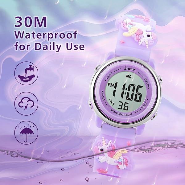 L LAVAREDO Kids Waterproof Sports Watch for Girls Ages 3-12 Cute Cartoon Digital 7 Color Lights Wrist Watch - Image 8