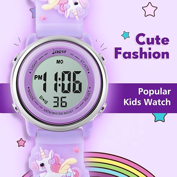 L LAVAREDO Kids Waterproof Sports Watch for Girls Ages 3-12 Cute Cartoon Digital 7 Color Lights Wrist Watch - Image 10