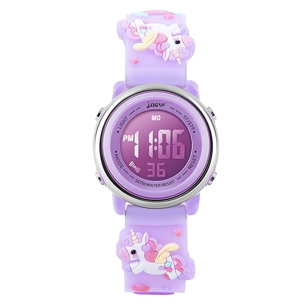 L LAVAREDO Kids Waterproof Sports Watch for Girls Ages 3-12 Cute Cartoon Digital 7 Color Lights Wrist Watch - Image 3