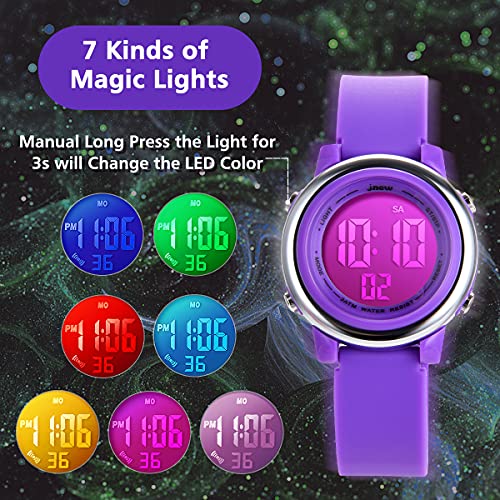 L LAVAREDO Kids Waterproof Sports Watch for Girls Ages 3-12 Cute Cartoon Digital 7 Color Lights Wrist Watch - Image 6