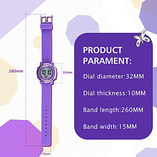 L LAVAREDO Kids Waterproof Sports Watch for Girls Ages 3-12 Cute Cartoon Digital 7 Color Lights Wrist Watch - Image 9