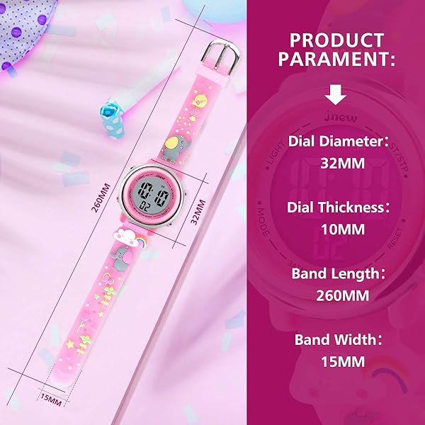 Shop L LAVAREDO Kids Watches: Waterproof 3D Cartoon Digital Watch for Girls Ages 3-12 with 7 Color Lights - Image 7