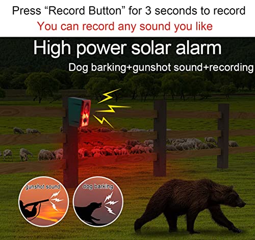 LAFEINA Solar Sound & Strobe Light Alarm: Motion Detector for Gunshots & Dog Barking - Custom 20s Siren for Farm Security - Image 3