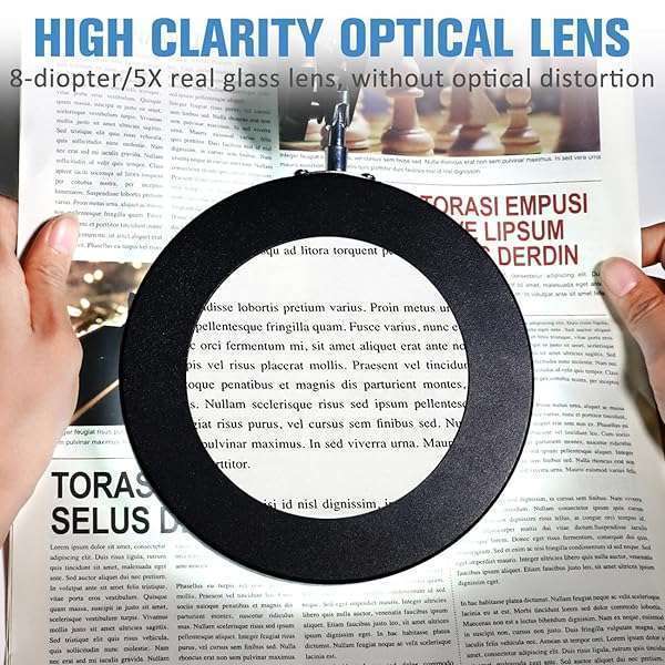 Enhance Your Vision: LANCOSC 5X Magnifying Glass with Light & Adjustable Stand for Crafts, Reading & Repairs - Image 4