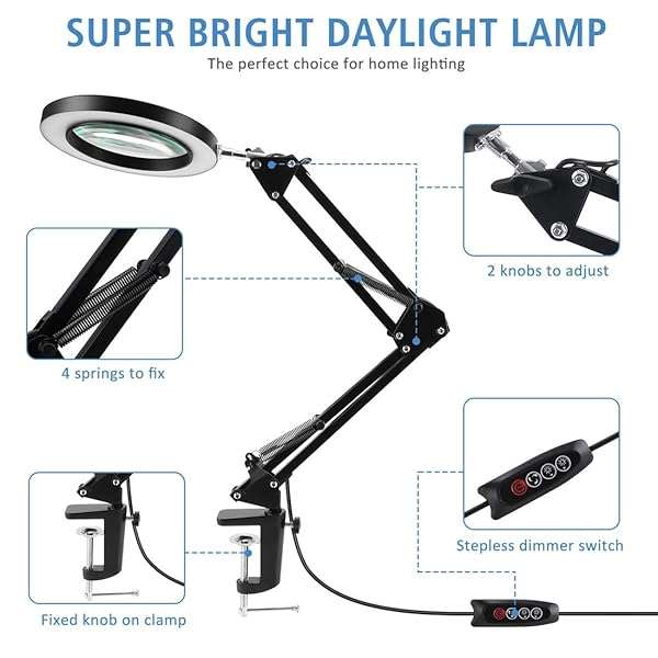 Enhance Your Vision: LANCOSC 5X Magnifying Glass with Light & Adjustable Stand for Crafts, Reading & Repairs - Image 6