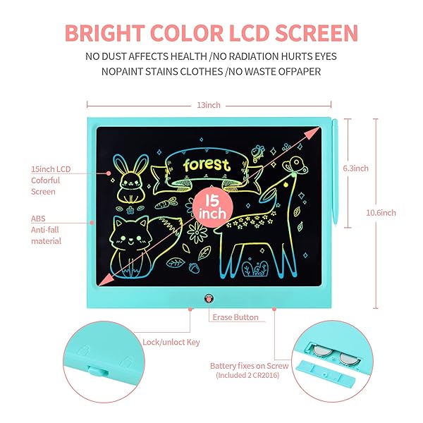 15-Inch LCD Writing Tablet for Kids - Colorful Doodle Board & Educational Toy for Ages 3-9 | Ideal Gift for Christmas & Birthdays! - Image 3