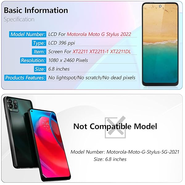 LCD for Motorola Moto G Stylus 2022 Screen Replacement for Motorola G Stylus 2022 XT2211 XT2211-1 XT2211DL LCD Display Touch Screen Digitizer - Image 3