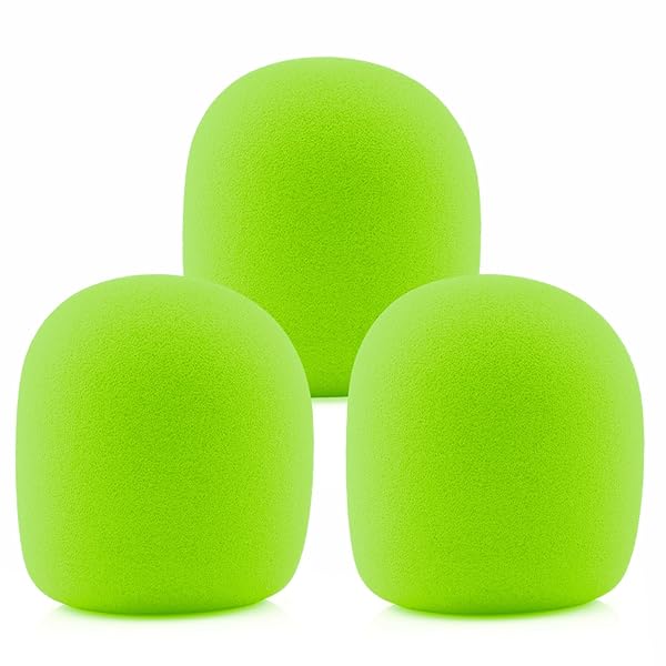 LEFXMOPHY SM58 Pop Filter Mic Foam Replacement for Shure SM58 Vocal Microphone Green Noise-cancellation Windsock Cover 3-pack - Image 3