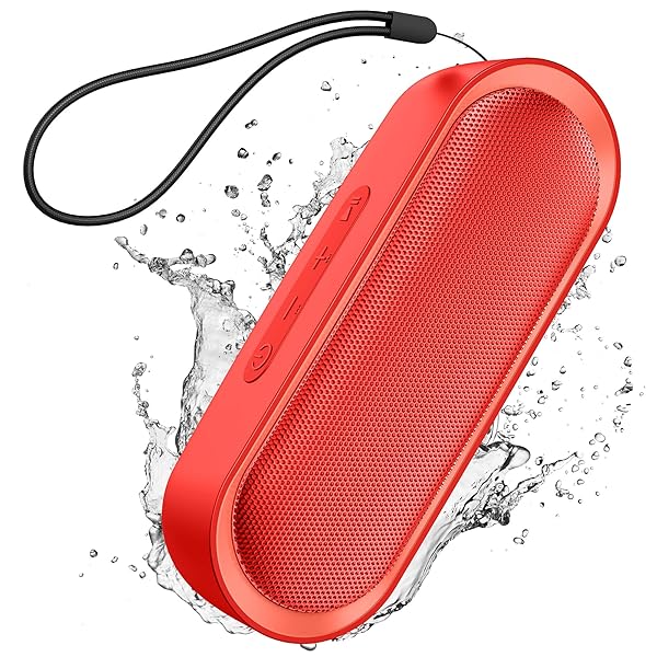 LENRUE Bluetooth Speakers, Waterproof Portable Speakers with TWS, 24 Playtime, Stereo Sound, Wireless for Home Shower Pool Beach Outdoor (Red)