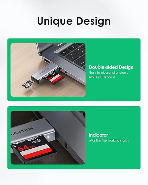 LENTION USB 3.0 Type A to SD Micro SD Card Reader Adapter for MacBook Pro Air Surface Chromebook CB-H7 Space Gray - Image 8