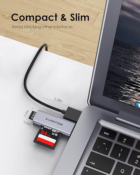 LENTION USB 3.0 Type A to SD Micro SD Card Reader Adapter for MacBook Pro Air Surface Chromebook CB-H7 Space Gray - Image 9
