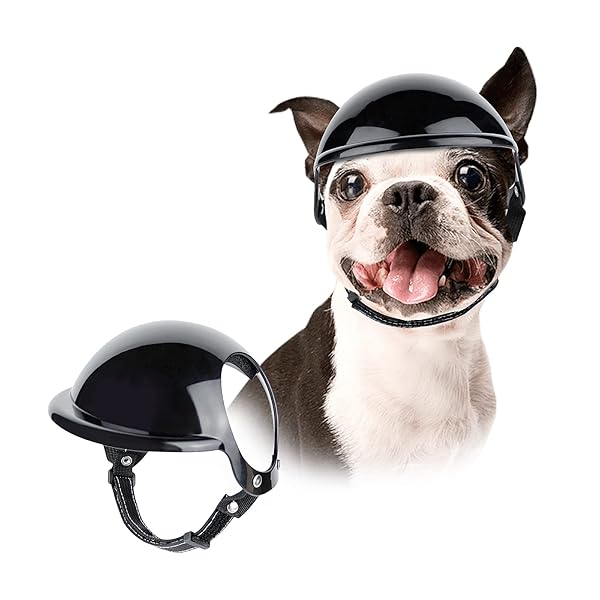 LESYPET Small Dog Helmet with Ear Holes Adjustable Strap for Safe Outdoor Riding and Driving