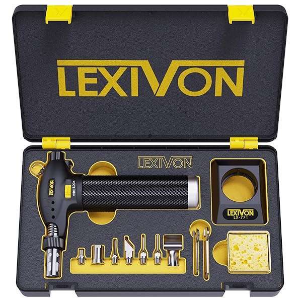 LEXIVON LEXIVON Butane Torch Kit: Premium Self-Igniting Soldering Station with Adjustable Flame - Pro Grade 125W Equivalent (LX-771)