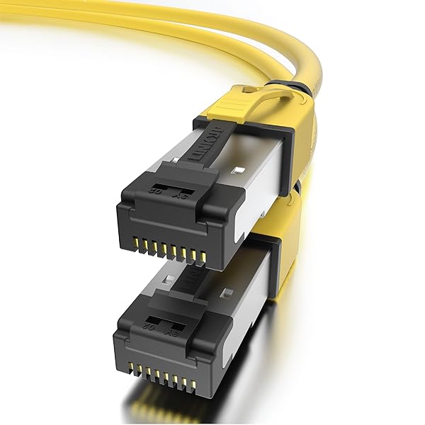 LINKUP 40Gbps Certified Cat8 Ethernet Patch Cable 2000MHz Double Shielded Future Proof LAN Wires Compatible with Cat7A Cat7 Cat6A 1ft Yellow