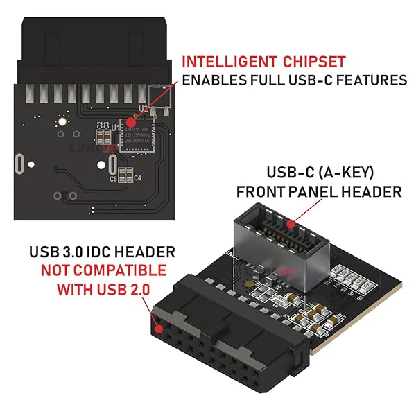 LINKUP USB 3.0 Internal IDC 20 Pin to Type E Female Converter for Type C Panel Mount - Image 3