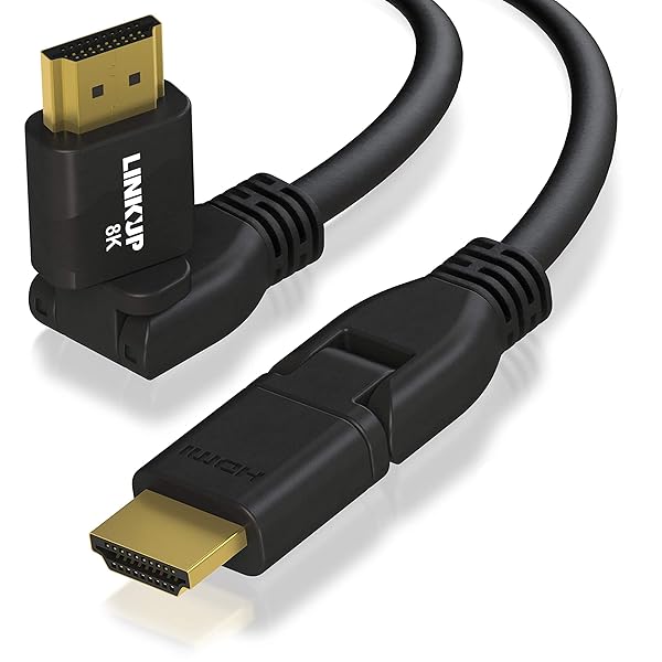 LINKUP Ultra High-Speed HDMI 2.1 8K Cable 10ft with 360 Swivel Connector Compatible with Apple Xbox PS5 Samsung for 4K 5K 8K Gaming