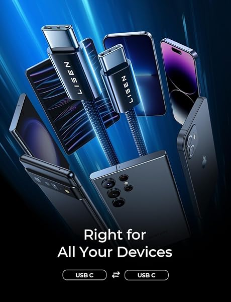 LISEN 60W USB C Cable 5-Pack 3.3FT Fast Charging Type C for Samsung S23 S22 Note 20 Ultra Google Pixel iPad Mini Pro MacBook Pro 2020 - Image 6