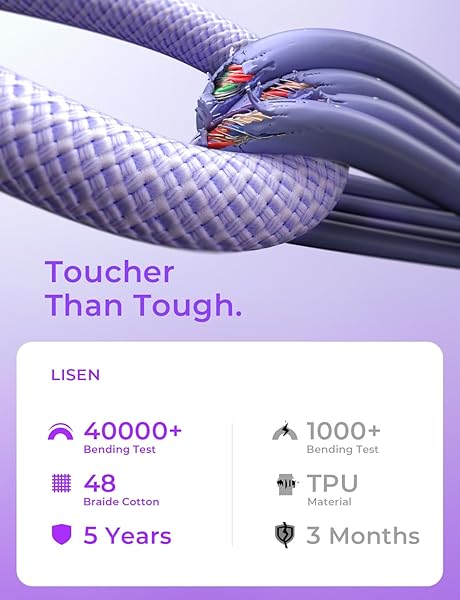 LISEN USB C Cable 5-Pack Fast Charging for iPhone 15 Pro Max Samsung S23 MacBook Air Pro 2020 60W Type C Charger 10FT 6FT 3FT - Image 6