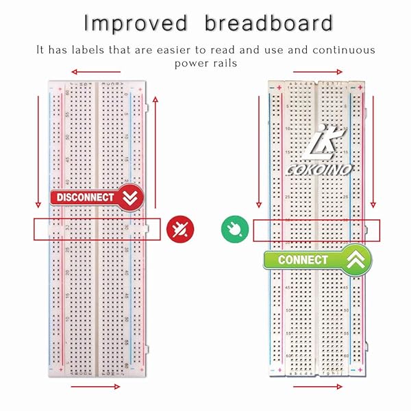 LK COKOINO Raspberry Pi GPIO Breakout: T-Type Expansion Board, 830 Solderless Breadboard, 65 Jumper Cables & 40-Pin Ribbon Cable - Image 5