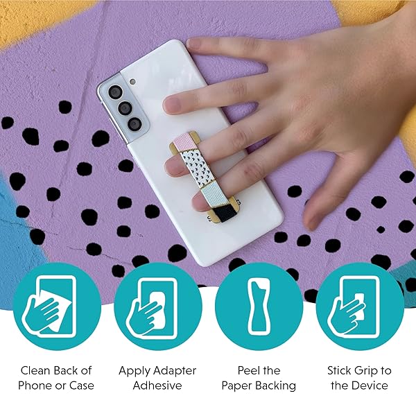 LOVEHANDLE Grip for Smartphone and Mini Tablet Artisan Design Elastic Strap 4 Piece Value Pack for Easy Handling and Comfort - Image 5