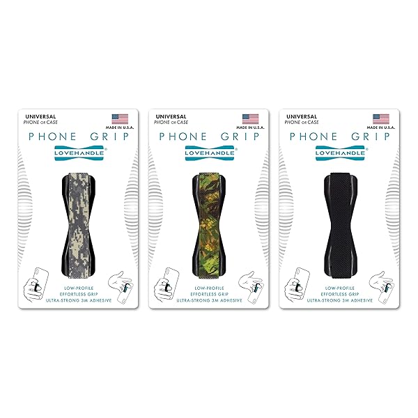 LOVEHANDLE Universal Grip for Smartphones & Mini Tablets - Camo Elastic Strap, 3-Pack for Ultimate Convenience
